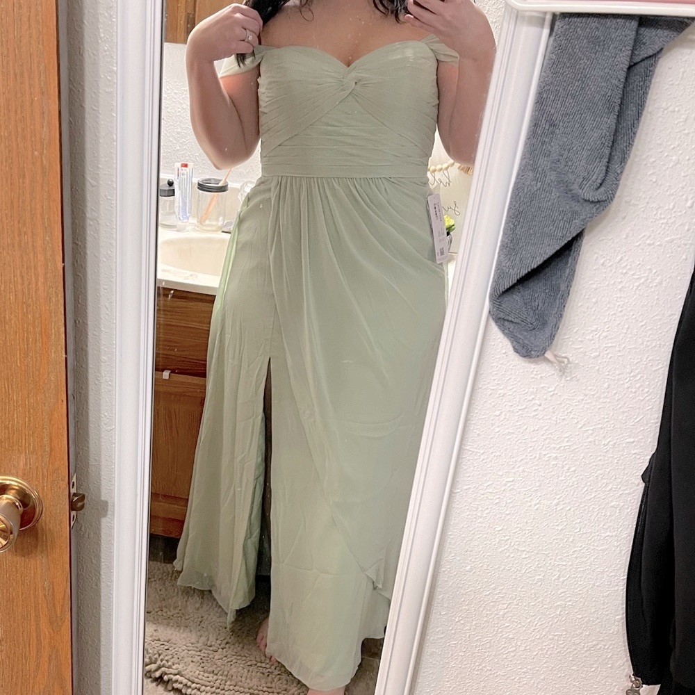 Azazie Millie bridesmaids dress in color Dusty Sage